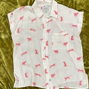 Rails Whitney Cap Sleeve White Shirt with Pink Animal Design